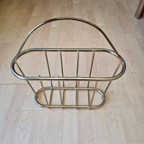 Mid Century Modern Brass Magazine Rack Book‎ Holder Vintage - Picture 2 of 8